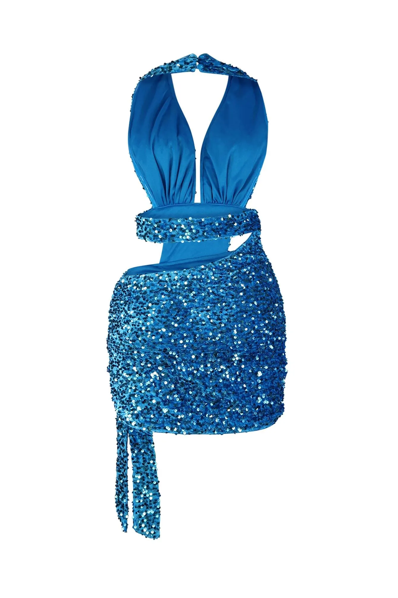 Indigo Halter Sequin Mini Dress