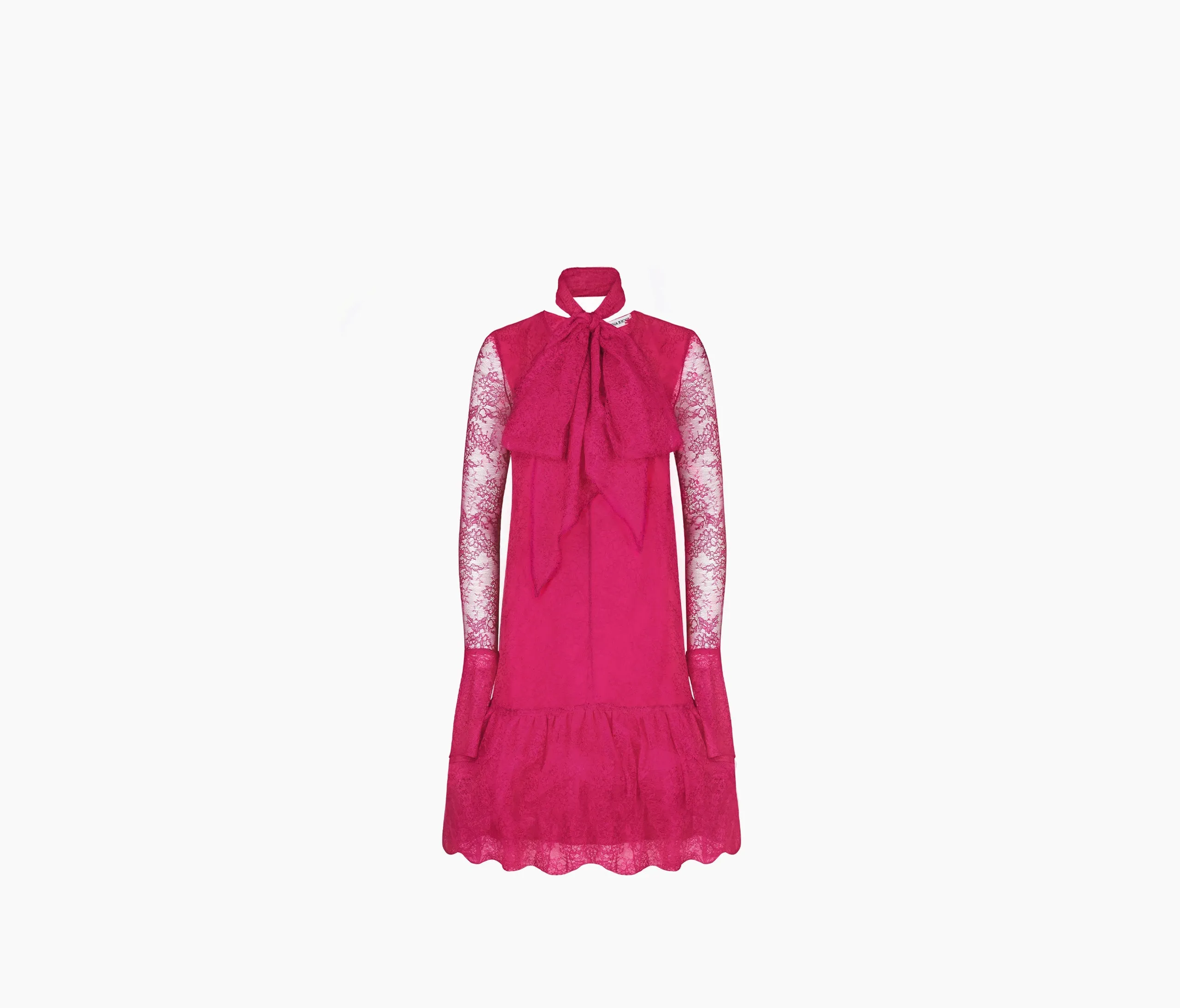 KNEE RUFFLE LACE DRESS FUCHSIA 23ACRO030PA0474U2741
