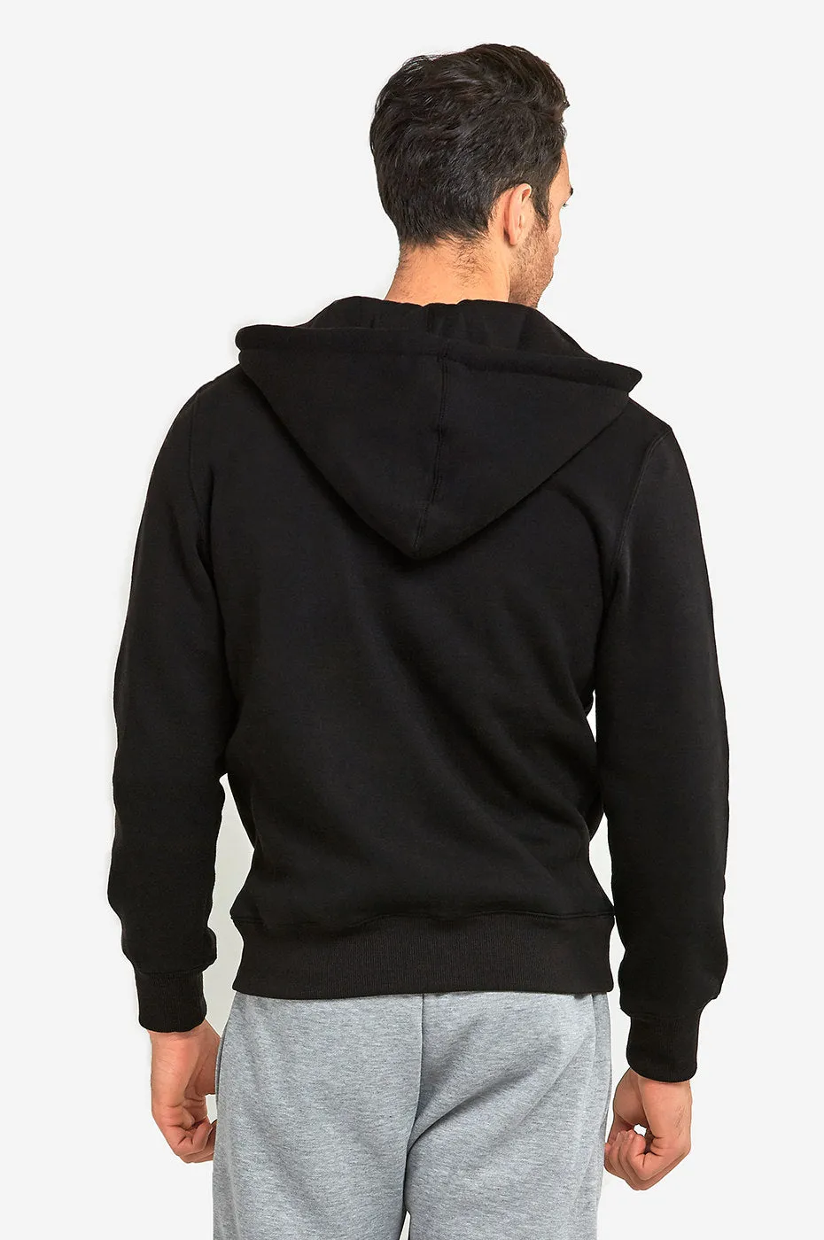 KNOCKER MEN'S HEAVY WEIGHT FLEECE ZIPPER HOODIE JACKET (HD2000_BLACK)