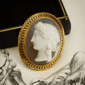 Majestic Superior Quality Antique Onyx Cameo Brooch