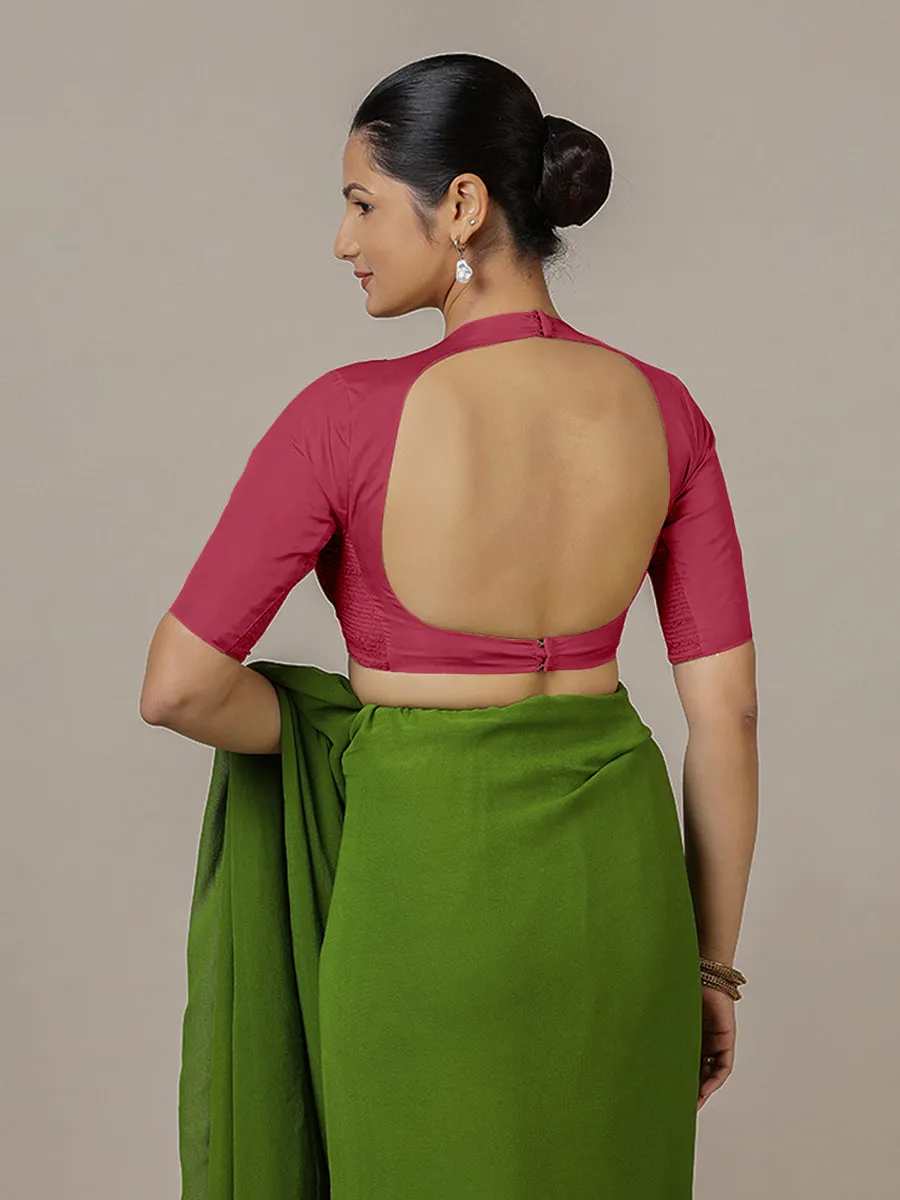 Myra x Rozaana | Rani Pink Backless Saree Blouse w/ FlexiFit™