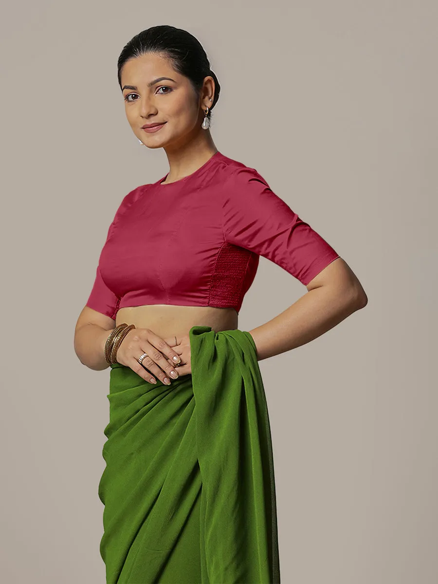 Myra x Rozaana | Rani Pink Backless Saree Blouse w/ FlexiFit™