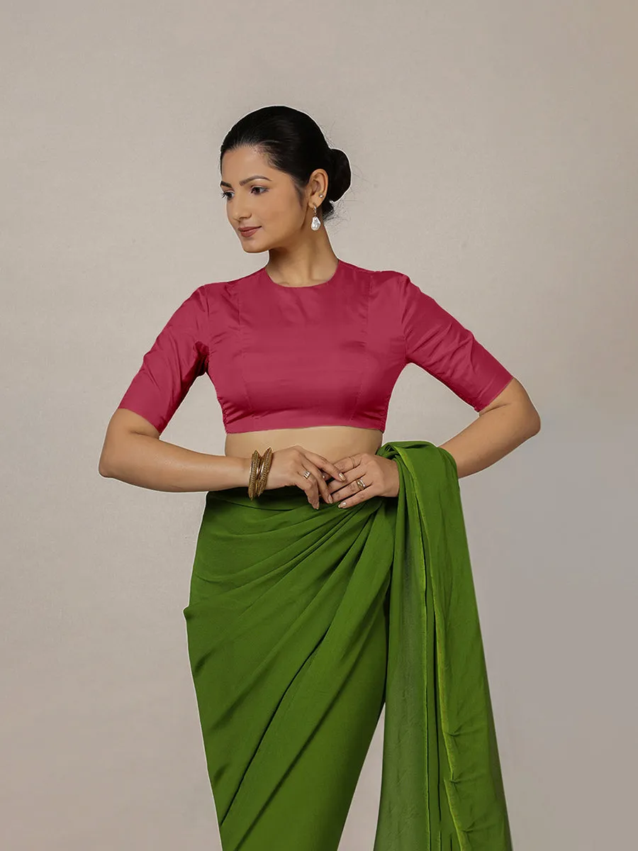 Myra x Rozaana | Rani Pink Backless Saree Blouse w/ FlexiFit™