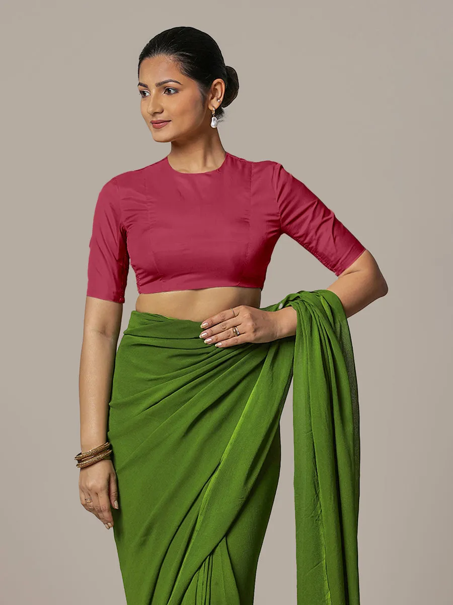 Myra x Rozaana | Rani Pink Backless Saree Blouse w/ FlexiFit™