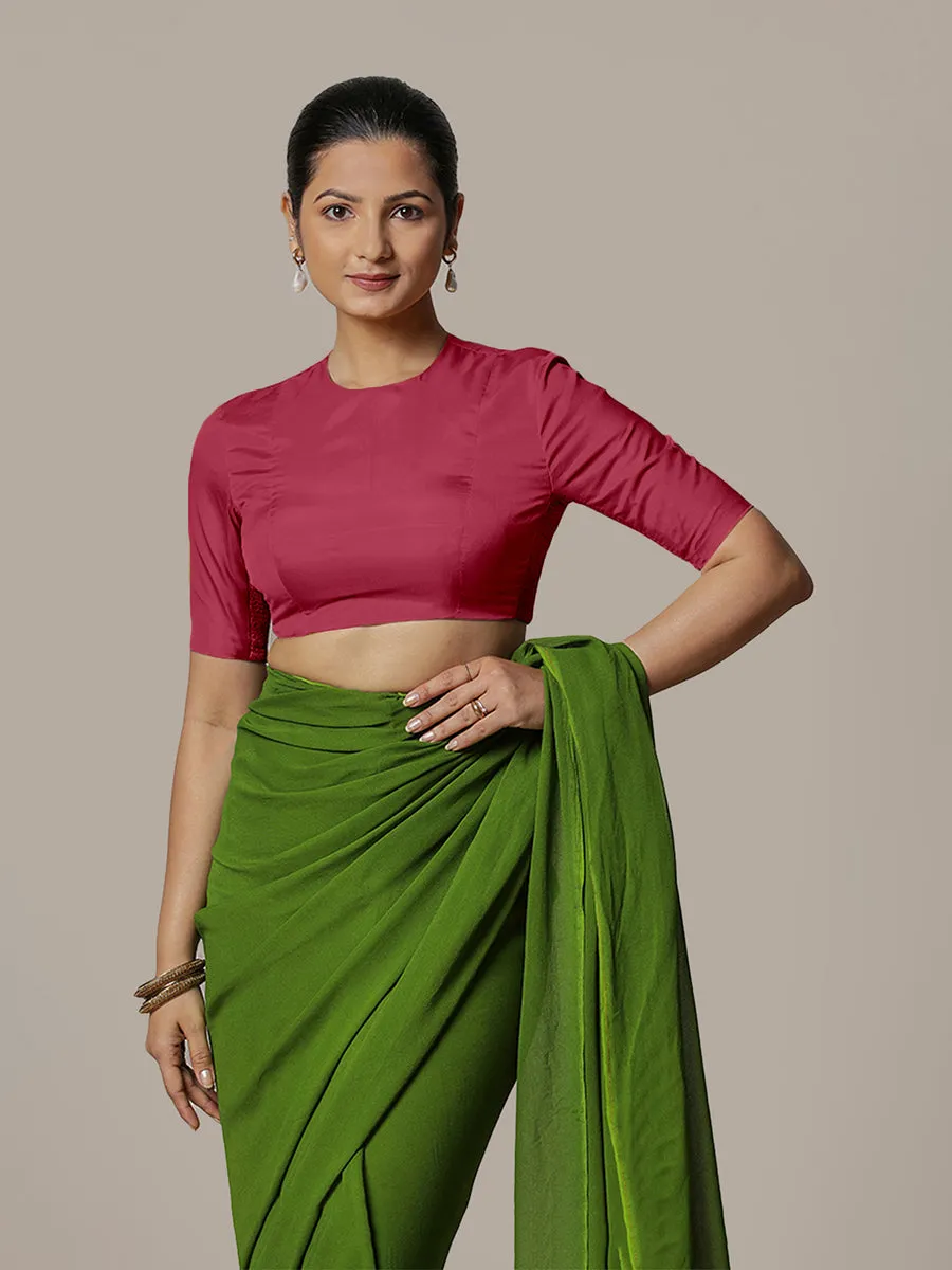Myra x Rozaana | Rani Pink Backless Saree Blouse w/ FlexiFit™