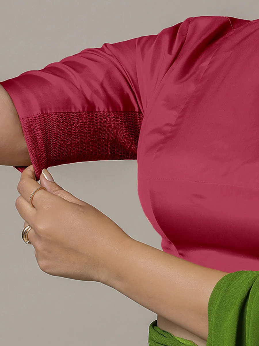 Myra x Rozaana | Rani Pink Backless Saree Blouse w/ FlexiFit™