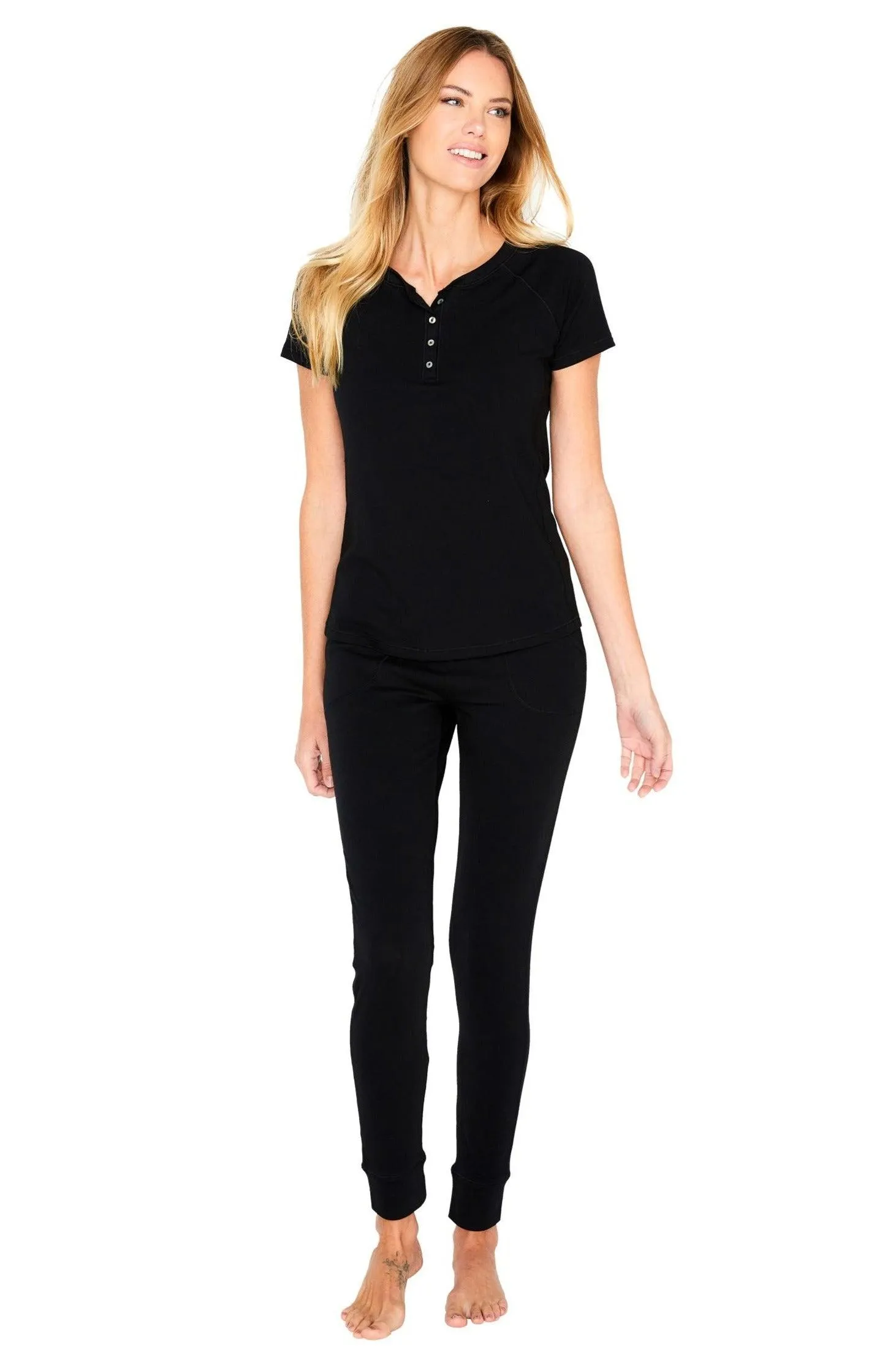 Olivia Short Sleeve Henley Loungewear Set