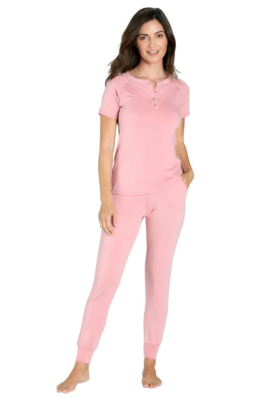 Olivia Short Sleeve Henley Loungewear Set