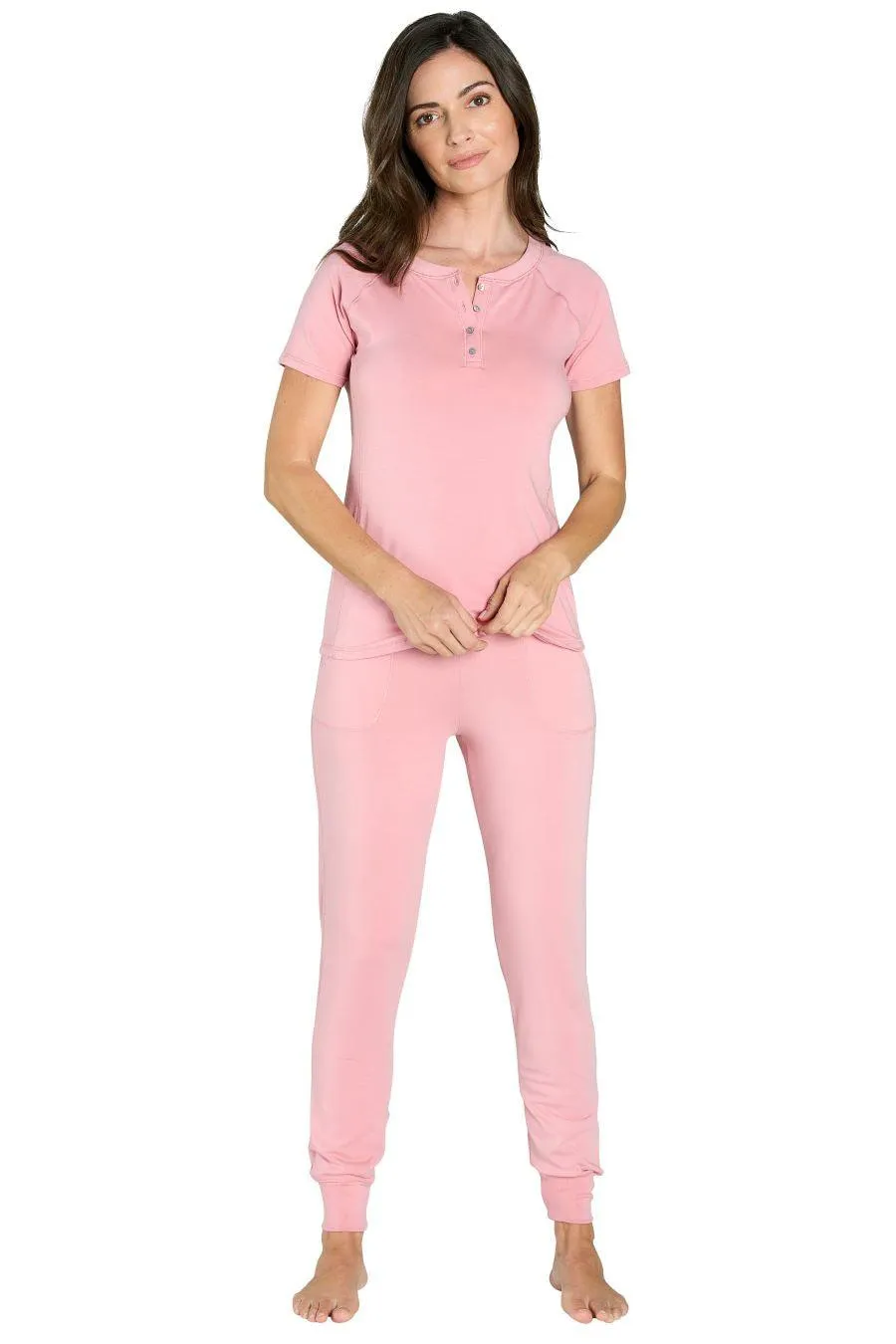 Olivia Short Sleeve Henley Loungewear Set