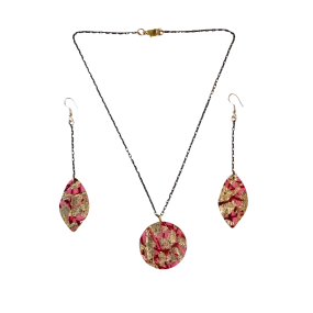 Pink & Gold Necklace & Earring Set*