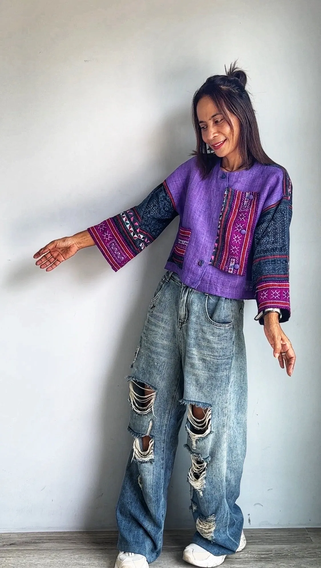 Purple crop top jacket