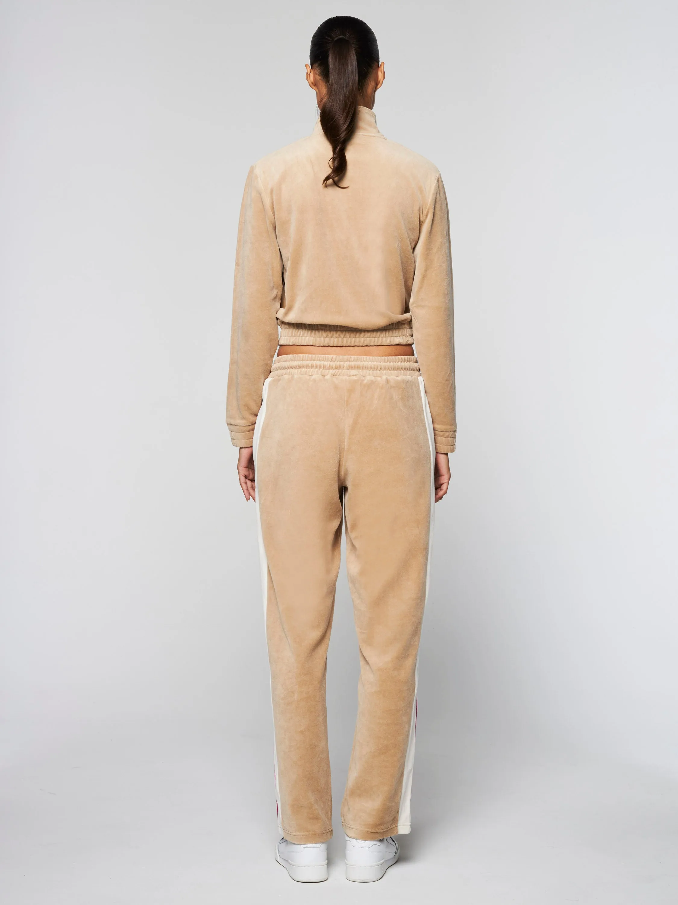 Sara Velour Track  Jacket- Humus