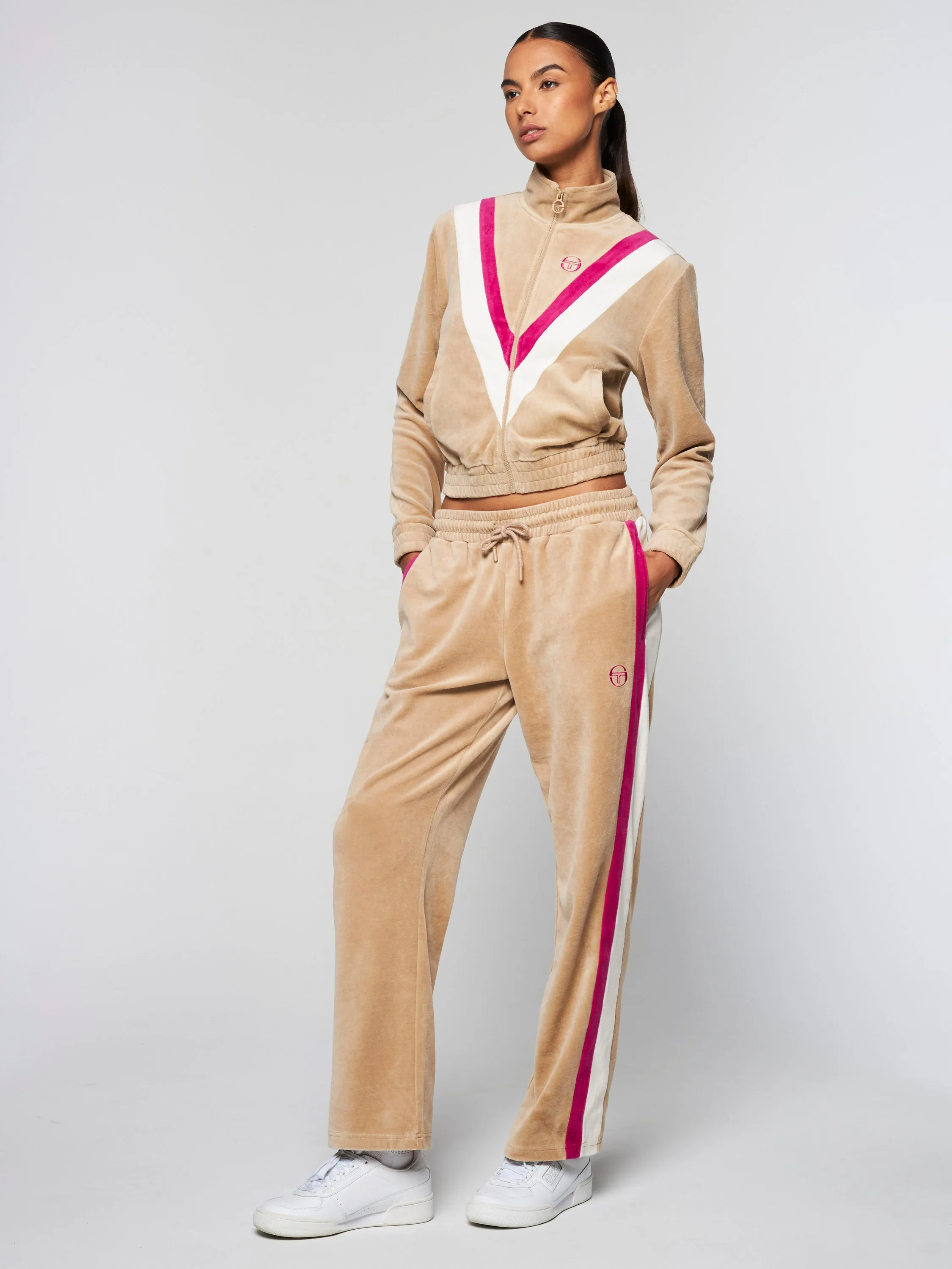 Sara Velour Track  Jacket- Humus