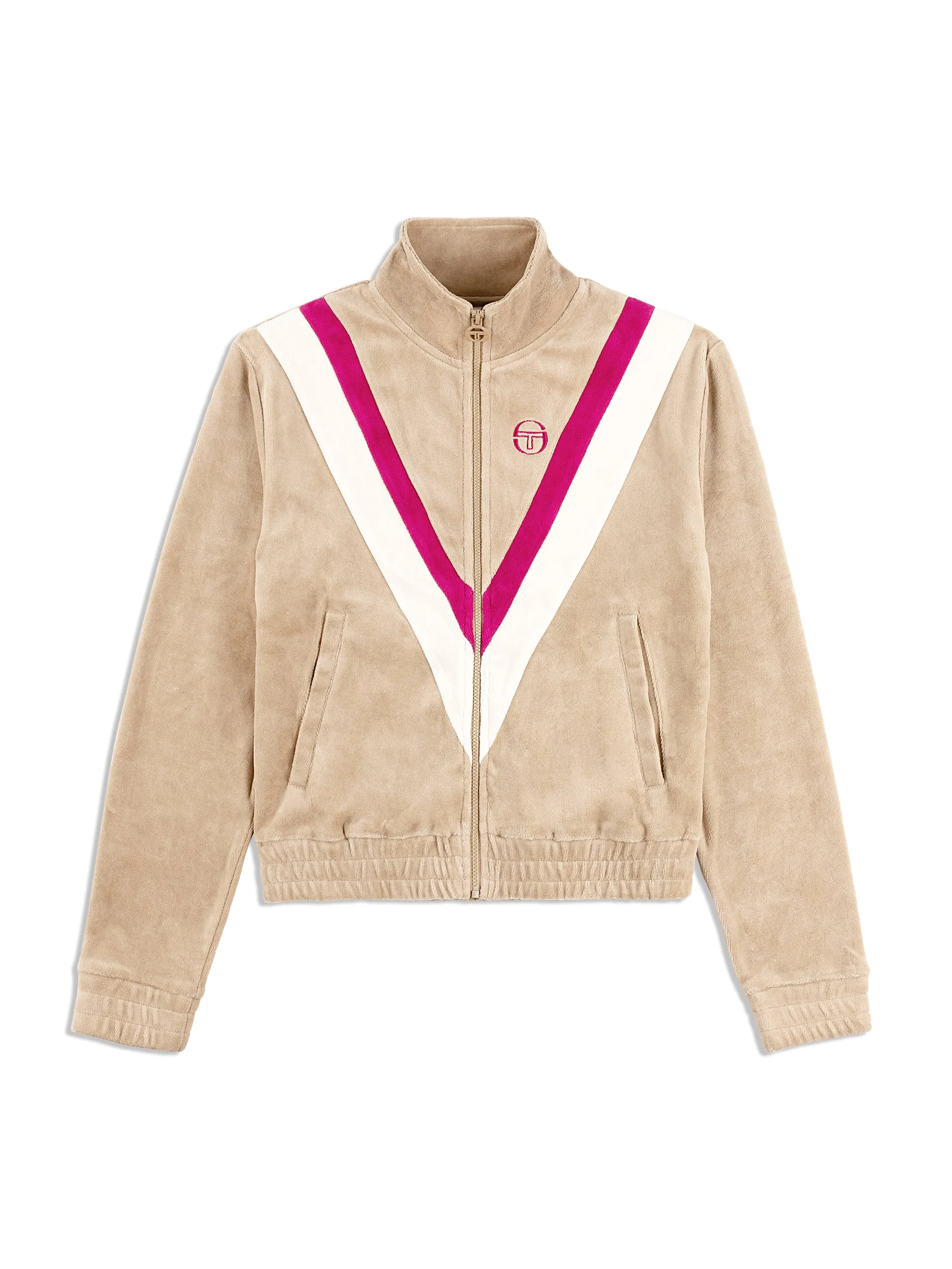 Sara Velour Track  Jacket- Humus