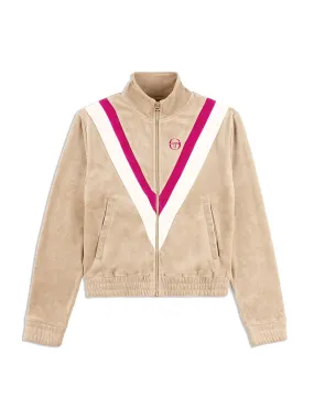 Sara Velour Track  Jacket- Humus