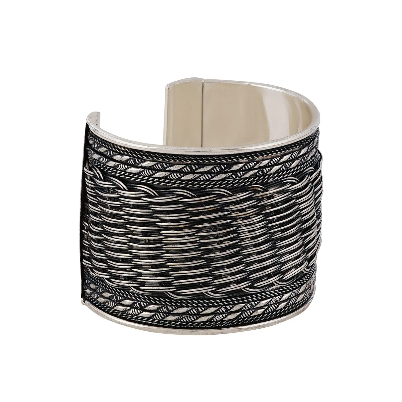 Teejh Charulata Silver Oxidised Cuff Bracelet