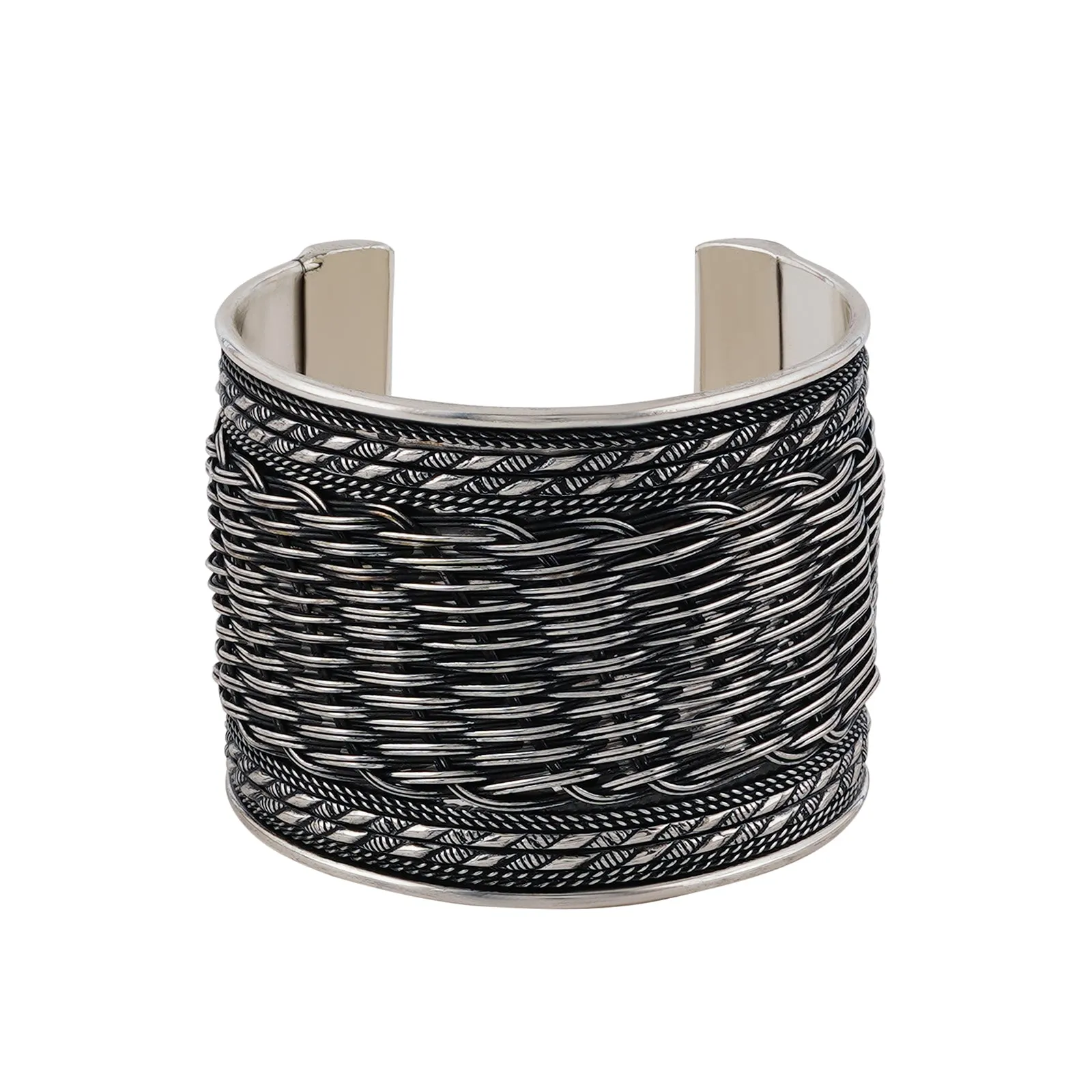 Teejh Charulata Silver Oxidised Cuff Bracelet