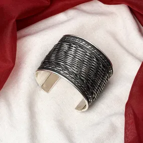 Teejh Charulata Silver Oxidised Cuff Bracelet
