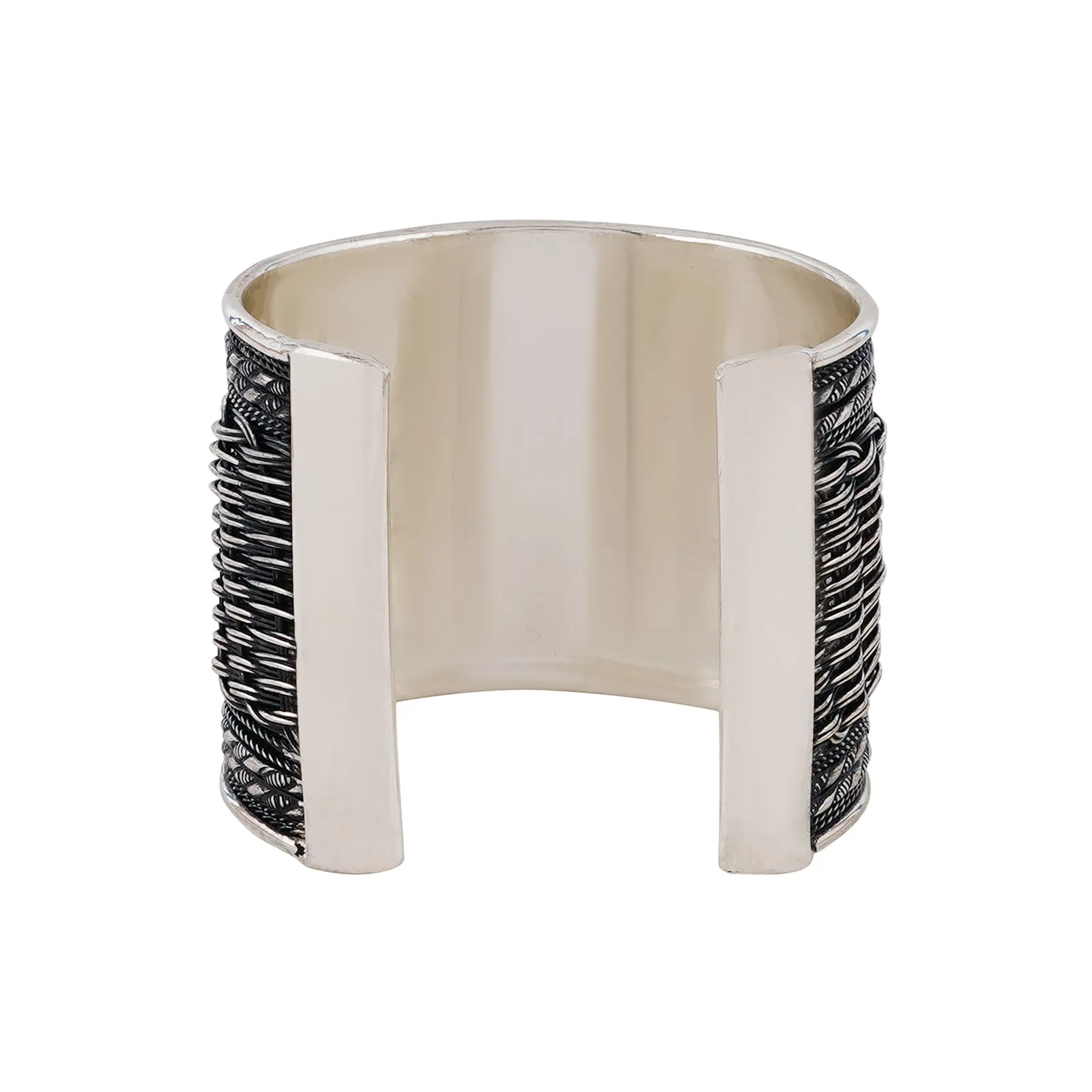 Teejh Charulata Silver Oxidised Cuff Bracelet